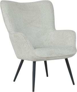 byLIVING Sessel Uta / Grob-Cord off-white / Gestell schwarz pulverbeschichtet / Relaxsessel /Armlehnen-Sessel / B 72, H 97, T 80 cm