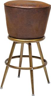 Kare Barhocker Lady Rock Vintage, runder Designbarstuhl mit Metallfüßen im Retrolook, gold-braun, (H/B/T) 74x48x48cm