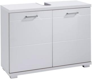 HOMEXPERTS Waschbeckenunterschrank NUSA / Waschtisch Unterschrank stehend, in Hochglanz Weiß lackiert / 2-türig, 80 x 31,5 x 59cm (BxTxH) / Badschrank für Ihr Badezimmer in Weiß