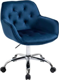 Bürostuhl für zu Hause, Samt Bürostuhl, Verstellbarer Sessel Niedlicher Schreibtischstuhl mit Rädern für Schlafzimmer, Schlafsaal und Eitelkeitsraum (Blau)