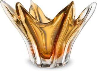Casa Padrino Luxus Glas Schüssel Gelb Ø 36,5 x H. 22,5 cm - Deko Schale aus mundgeblasenem Glas - Deko Accessoires - Luxus Qualität