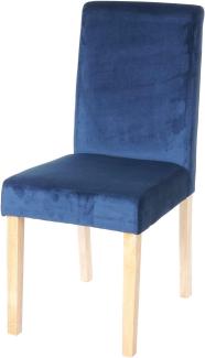 Esszimmerstuhl Littau, Stuhl Küchenstuhl, Samt ~ petrol-blau, helle Beine