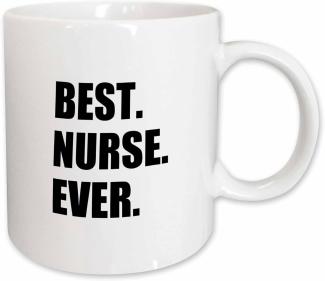 3dRose ''Best Ever Beste Worker für Krankenschwestern, Tasse, Keramik, Weiß, 10,16 x 7,62 x 9,52 cm
