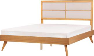 Bett heller Holzfarbton beige Lattenrost 160 x 200 cm POISSY