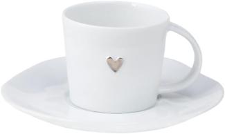 Wolke Sieben Kleine Tasse + Unterteller "silbernes Herz" Räder Design