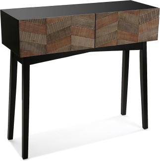 Versa Skagen Schmales Möbelstück für den Eingangsbereich oder Flur, Moderner Konsolentisch, mit 2 Schubladen, Maßnahmen (H x L x B) 32 x 90 x 9,1 cm, Holz, Farbe: Braun