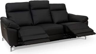 Ibbe Design Schwarz Leder 3er Sitzer Relaxsofa Couch mit Elektrisch Verstellbar Relaxfunktion Heimkino Sofa Doha mit Fussteil, Federkern, 222x96x101 cm