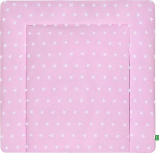 LULANDO Wickelauflage mit 2 abnehmbaren und wasserundurchlässigen Bezügen. 76 x 76 cm. Oberstoff 100% Baumwolle. Passend u. a. für die Kommode IKEA Malm, Farbe:White Stars/Pink