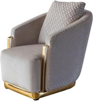 Casa Padrino Luxus Sessel Grau / Gold 87 x 83 x H. 75 cm - Wohnzimmer Sessel - Hotel Sessel - Wohnzimmer Möbel - Hotel Möbel - Luxus Möbel - Wohnzimmer Einrichtung - Luxus Einrichtung