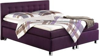 Maintal Boxspringbett Katar, 100 x 200 cm, Strukturstoff, 7-Zonen-Kaltschaum Matratze H3, beere