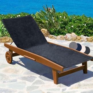 Beautissu Handtuch Marbella für Sonnenliege Dunkelblau, 200x70x0. 5 cm
