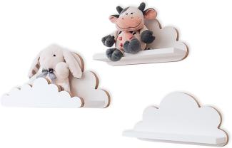 MOLILAND Wolkenregal Babyzimmer | Set mit 3 Stück | Wandregal für Kinderzimmer in Weiß | Regal Wolke aus Holz im skandinavischen Stil | Schweberegal Wanddeko mit Befestigungssatz