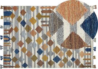 Kelim Teppich Wolle mehrfarbig 160 x 230 cm geometrisches Muster Kurzflor KASAKH