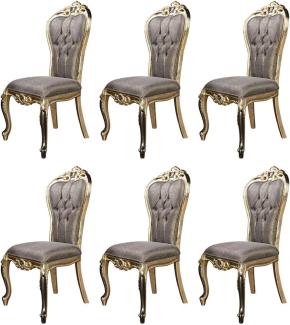 Casa Padrino Luxus Barock Esszimmer Stuhl 6er Set Lila / Antik Gold / Schwarz - Prunkvolle Barockstil Küchen Stühle - Luxus Barockstil Esszimmer Möbel - Barock Esszimmer Möbel - Barockstil Möbel