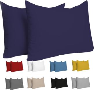 Dreamzie Kissenbezug 30x50 (Set mit 2) - 100% Jersey Baumwolle 150 g/qm Kissenbezüge -Dunkelblau - Für Kissenbezug 50x30 cm - Kissenhülle - Resistent und Hypoallergen