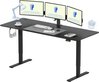 FLEXISPOT Höhenverstellbarer Schreibtisch Basic Plus 200x80cm Elektrisch - Memory-Handsteuerung - Sitz-Stehpult für Büro & Home-Office (schwarz, schwarz Gestell)