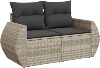 Gartensofa mit Kissen 2-Sitzer Hellgrau Poly Rattan 366197