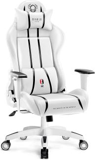Diablo X-One 2. 0 Gaming Stuhl Gamer Chair Bürostuhl Schreibtischstuhl Verstellbare Armlehnen Ergonomisches Design Nacken/-Lendenkissen Wippfunktion Weiß, Normal (L)