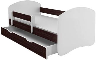 Kinderbett Jugendbett mit einer Schublade und Matratze Weiß ACMA II (140x70 cm + Schublade, Holz Wenge)