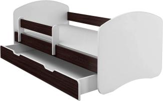 Kinderbett Jugendbett mit einer Schublade und Matratze Weiß ACMA II (140x70 cm + Schublade, Holz Wenge)