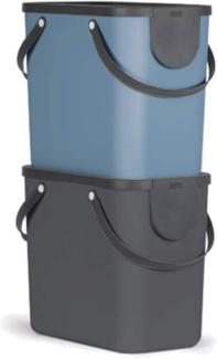 Rotho Albula Mülltrennungssystem für Küche - Set 2fach - Mülleimer 25L - Kunststoff blau anthrazit 2x 25 Liter
