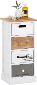 CARO-Möbel Kommode Salva Schubladenschrank Standregal in weiß, Shabby Chic Vintage Look, mit 4 Schubladen