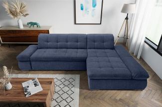 DOMO. collection Moric Couch, Ecksofa, Eckcouch, Sofa in L-Form, dunkelblau, 300 x 172 x 80 cm