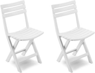 2 Stück Gartenstuhl Klappstuhl Kunststoff Weiß