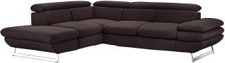 Mivano Ecksofa Prestige, Modernes L-Form-Sofa mit Ottomane, Kopfstützen und Armlehne verstellbar, 265 x 74 x 223, Strukturstoff, anthrazit