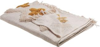 Decke Baumwolle beige senfgelb 130 x 180 cm abstraktes Muster ADONI
