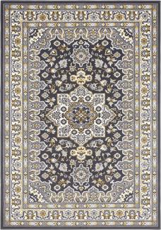 Orientalischer Kurzflor Teppich Parun Täbriz Dunkelgrau - 80x250x0,9cm