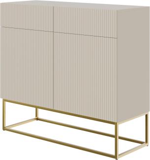Selsey Veldio - Sideboard 2-türig mit 2 Schubladen, Graubeige Taupe mit goldenem Metallgestell, 100 cm breit