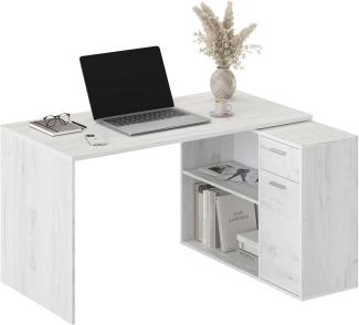 Schreibtisch klein 136 x 101 x 75 cm Eiche weiß – Bürotisch Eckschreibtisch RICOO WM083-EP