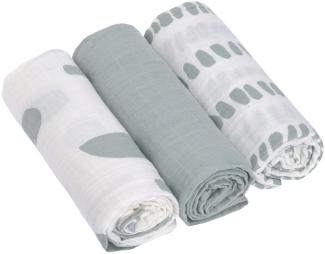 LÄSSIG Baby Puckdecke Spuckdecke Pucktuch Mulltuch 3er Set Baumwolle 60 x 60 cm/Swaddle & Burp Blanket M Strokes silver grey