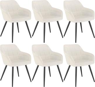 WOLTU 6 x Esszimmerstühle 6er Set Esszimmerstuhl Küchenstuhl Polsterstuhl Design Stuhl mit Armlehne, mit Sitzfläche aus Samt, Gestell aus Metall, Cremeweiß, BH93cm-6