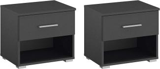 Rauch Möbel Flexx Nachttisch-Set, Nachttische inklusive Schubladen in Grau-Metallic Maße pro Nachttisch BxHxT 47 x 43 x42 cm