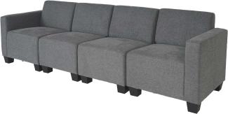 Modular 4-Sitzer Sofa Couch Lyon, Stoff/Textil ~ grau