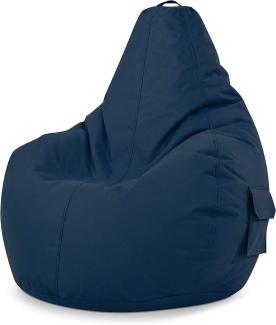 Green Bean© Sitzsack mit Rückenlehne "Cozy" 80x70x90cm - Gaming Chair mit 230L Füllung - Bean Bag Lounge Chair Sitzhocker Dunkelblau