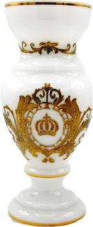 Pompöös by Casa Padrino Luxus Pokal Vase mit 24 Karat Vergoldung Weiß / Gold Ø 14 x H. 30,5 cm - Pompööse Blumenvase designed by Harald Glööckler