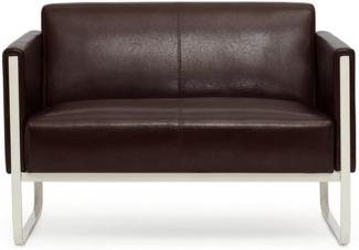 hjh OFFICE Lounge-Sofa 2-Sitzer Aruba Kunstleder Polstersofa Couch modern mit Metallgestell, 111 x 78 x 71 cm, Braun