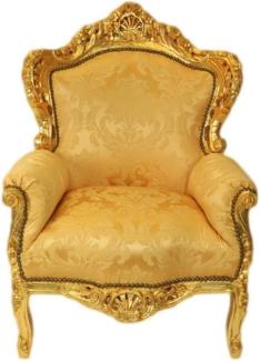 Casa Padrino Barock Sessel King Gold Muster / Gold Bouquet - Möbel Antik Stil