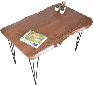 Gozos Scots Pine Baumkante Esstisch Massivholz aus Baumstamm | Holztisch Esszimmer aus massiven Holz Kiefer | Handgefertigt aus Echtholz mit Pingu-Metallbeine | 160 x 80 cm | 40mm Tisch