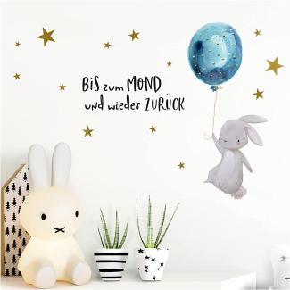 Little Deco 'Bis zum Mond Hase mit Luftballon' Wandtattoo