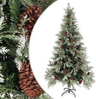 vidaXL Weihnachtsbaum mit Zapfen Grün und Weiß 225 cm PVC & PE