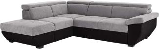 Mivano Ecksofa Speedway / Moderne Couch in L-Form mit verstellbaren Kopfstützen und Ottomane / 262 x 79 x 224 / Zweifarbiger Bezug, argent/black