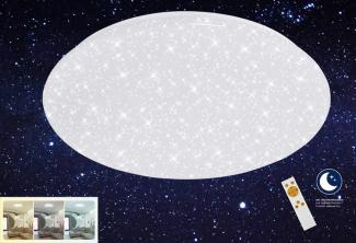 Briloner Leuchten - LED Deckenleuchte mit Sternendekor, Deckenlampe dimmbar, Farbtemperatur einstellbar, 40 W, 4000 Lumen, Ø: 49. 5cm, Weiß