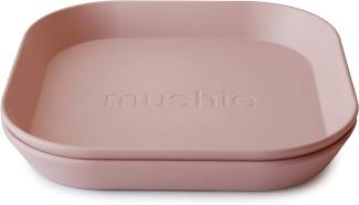 Mushie Teller 2er Set Quadratisch Blush Rosa Kunststoff BPA-frei Speiseteller Kinderteller