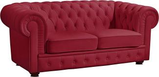 Bridgeport Sofa 2-Sitzer pigmentiertes Nappaleder Rot Buche Nussbaumfarben