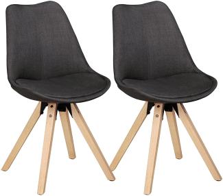 Wohnling 2er Set Esszimmerstühle Skandinavische Stühle mit Holzbeinen Anthrazit