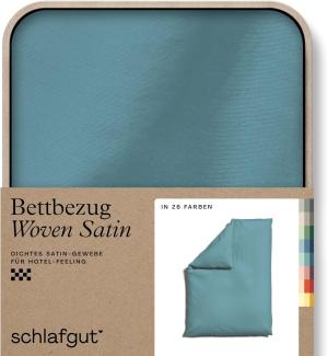 Schlafgut Woven Satin Bettwäsche | Bettbezug einzeln 155x220 cm | petrol-mid